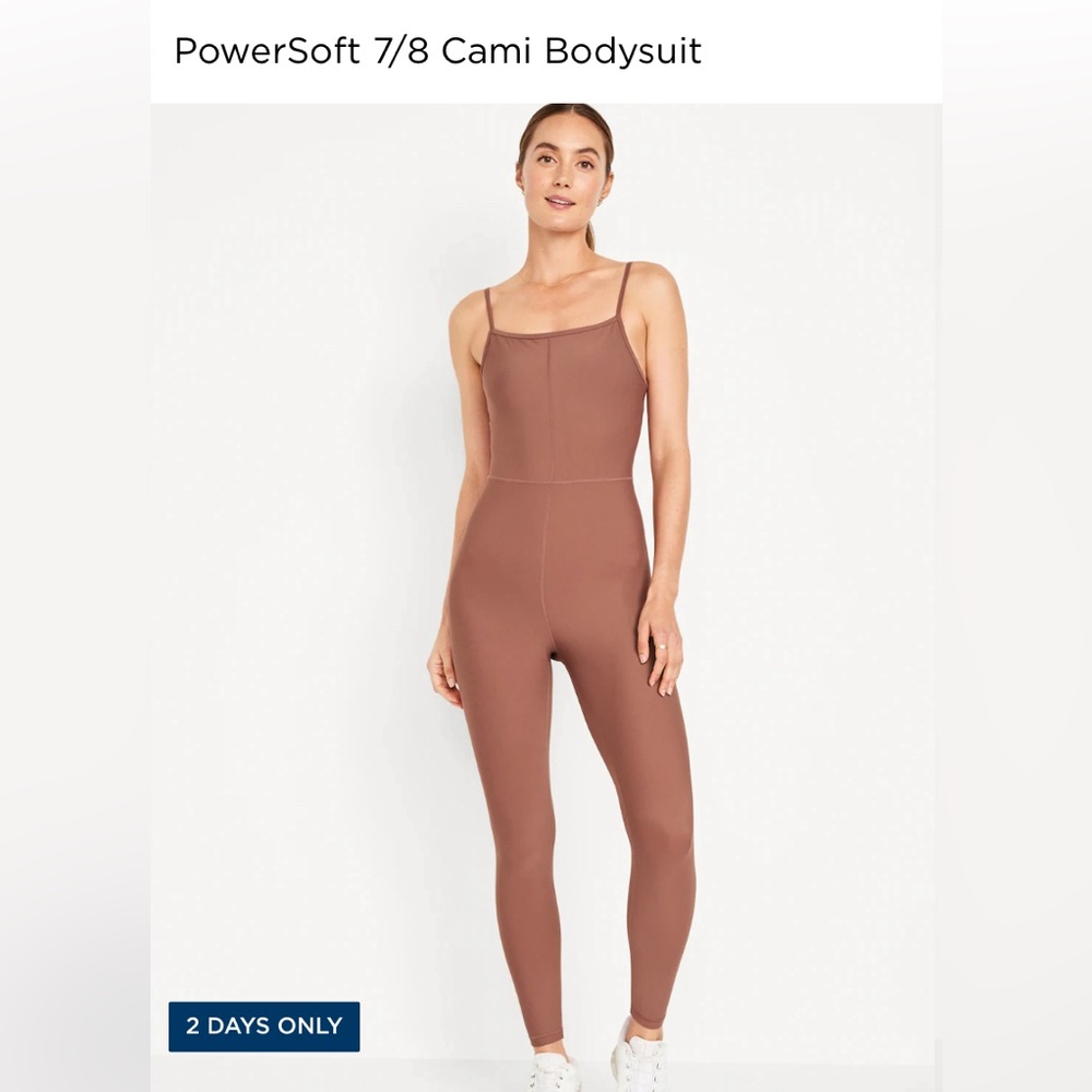 Old navy active Powersoft 7/8 cami bodysuit in warm taupe BNWT